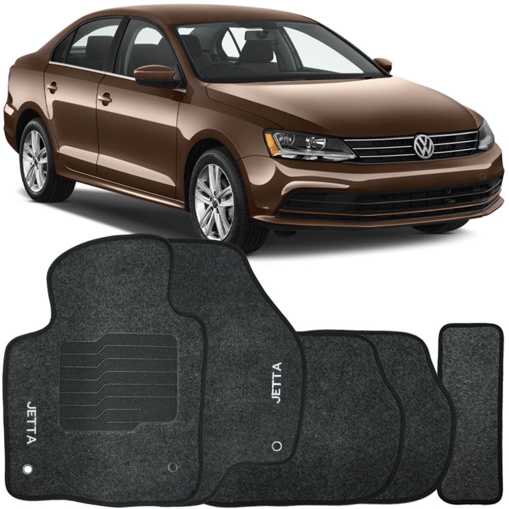 Jogo de Tapete Automotivo Carpete Jetta 2011 à 2018 Soft Logo Bordado 5 Peças
