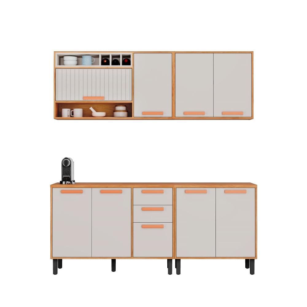 Cozinha Compacta 200cm em MDP Nápoles Off White Itatiaia