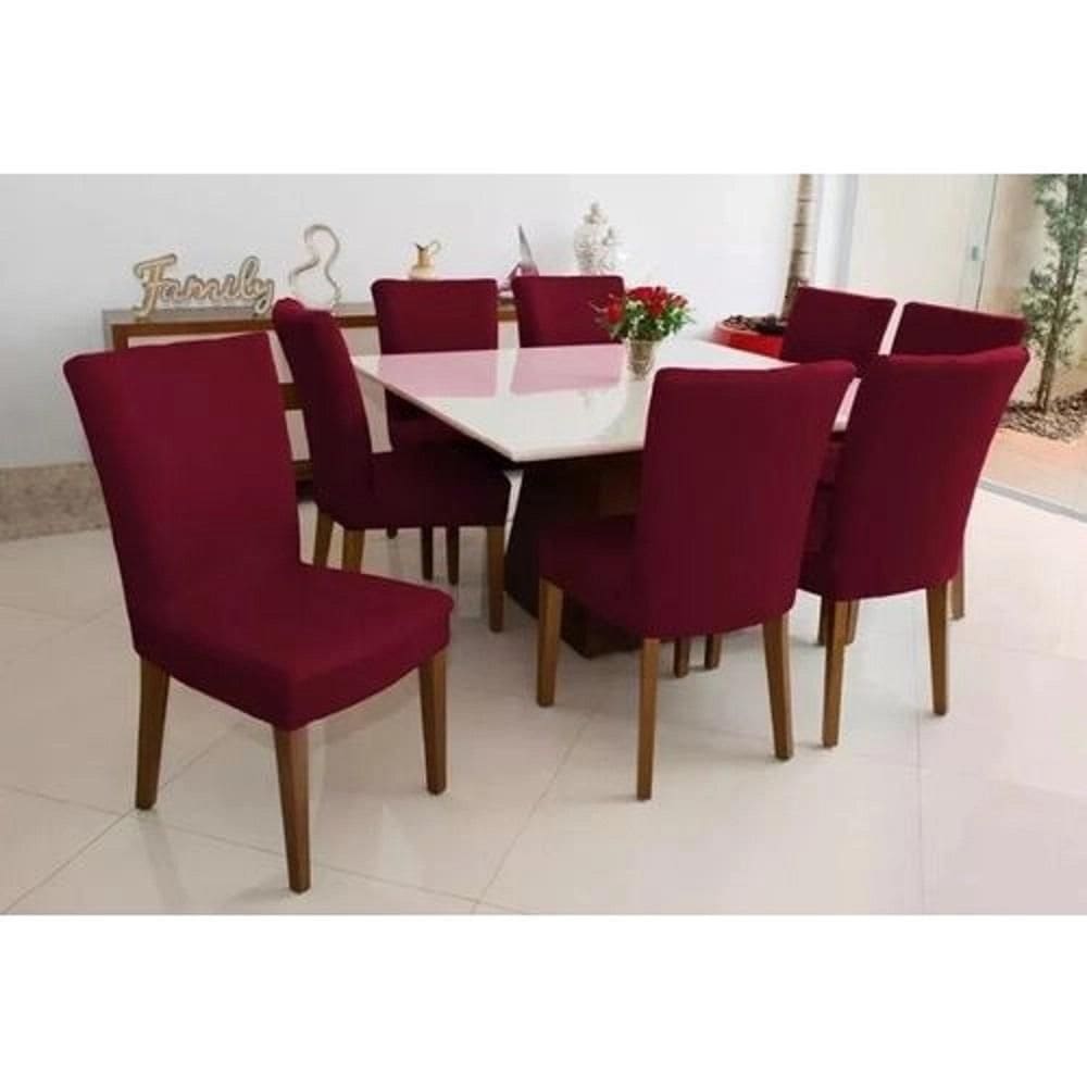 Capa Para Cadeira Malha Kit 6 Unidades Cor Vinho