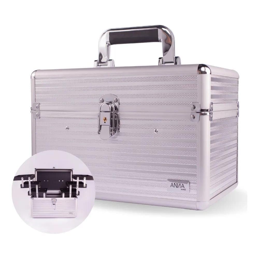 Maleta De Maquiagem Anna Make R210 Vazia Prata