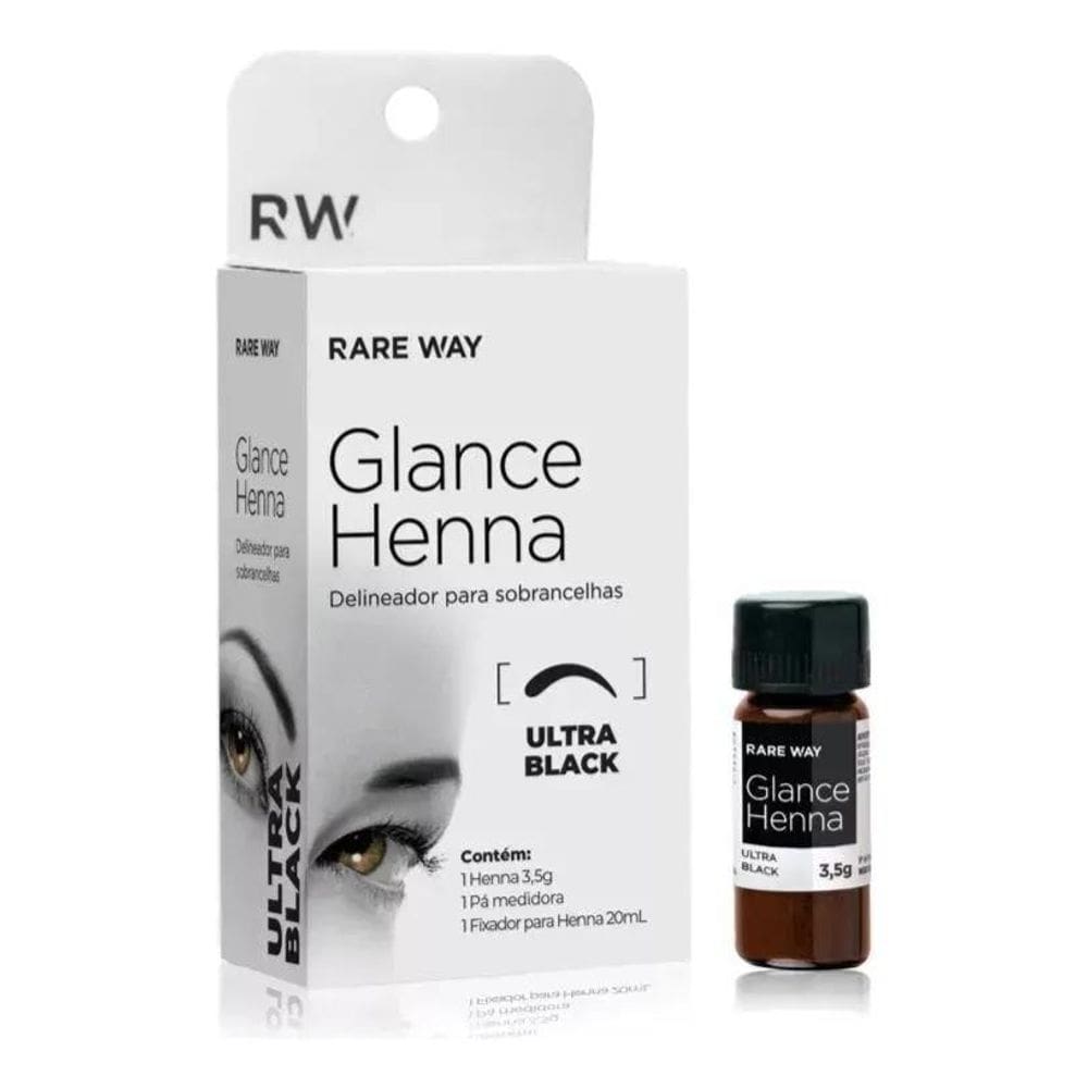 2X Glance Henna Delineador Em Pó Ultra Black 3,5G Rare Way