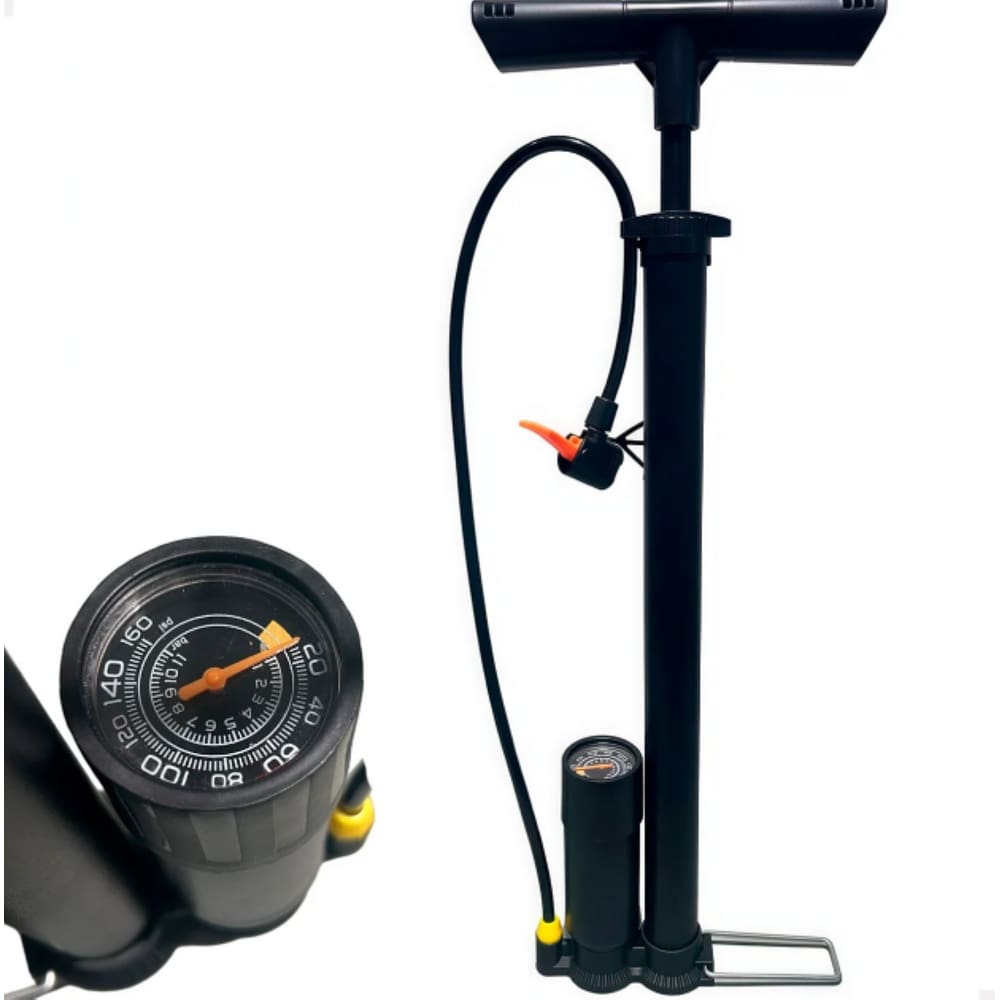 Bomba Manual de Ar com Manômetro Profissional – Alta Pressão 160 PSI