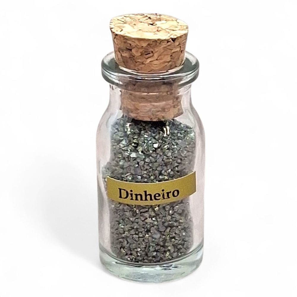 Garrafa com Pedras de Pirita Dinheiro e da Prosperidade 5 cm
