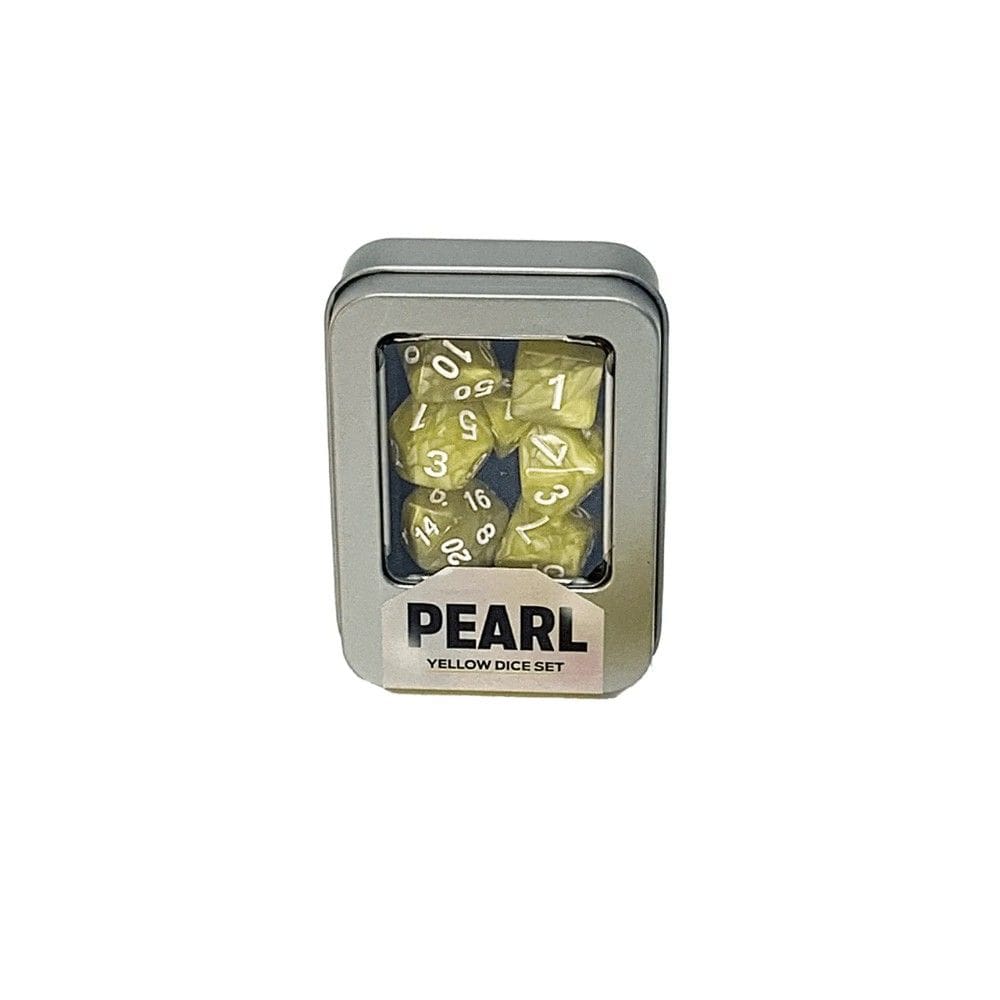 Conjunto de 7 Dados Pearl para RPG (D4, D6, D8, D10, D10%, D12, D20)