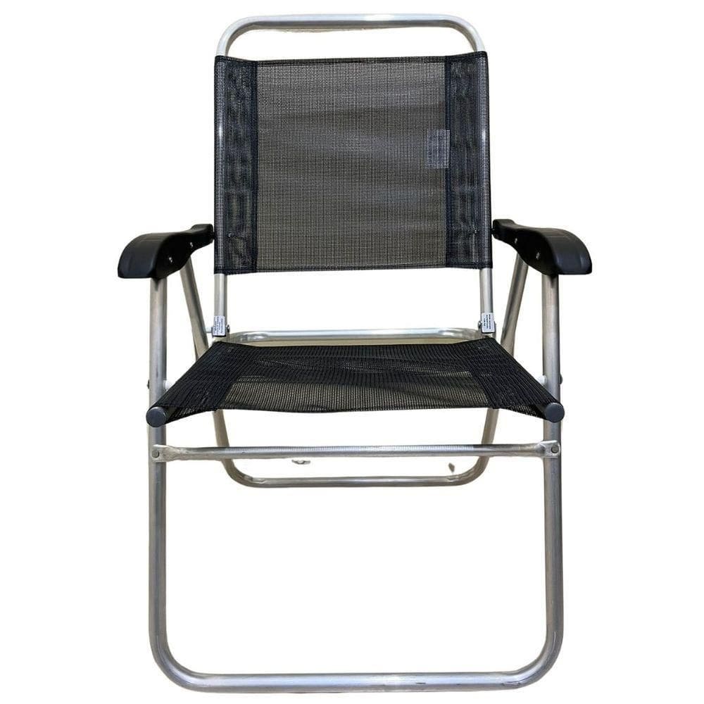 Cadeira De Praia Alta Sanete Encosto Alto Aluminio Ronchetti Preto