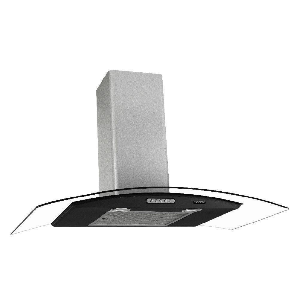 Coifa de Parede 90cm Vidro Curvo Terim Preto Com Inox 220V