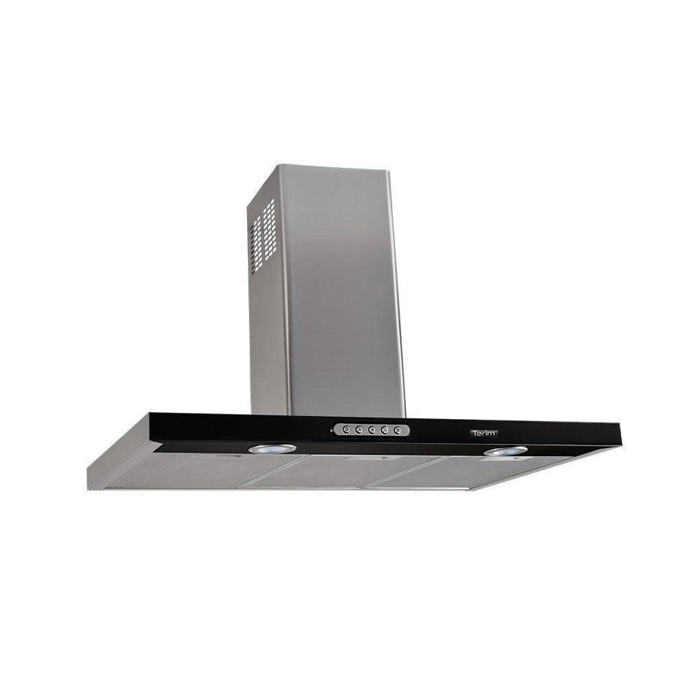 Coifa de Parede Retangular 75cm Slim Terim Preto Com Inox 110V