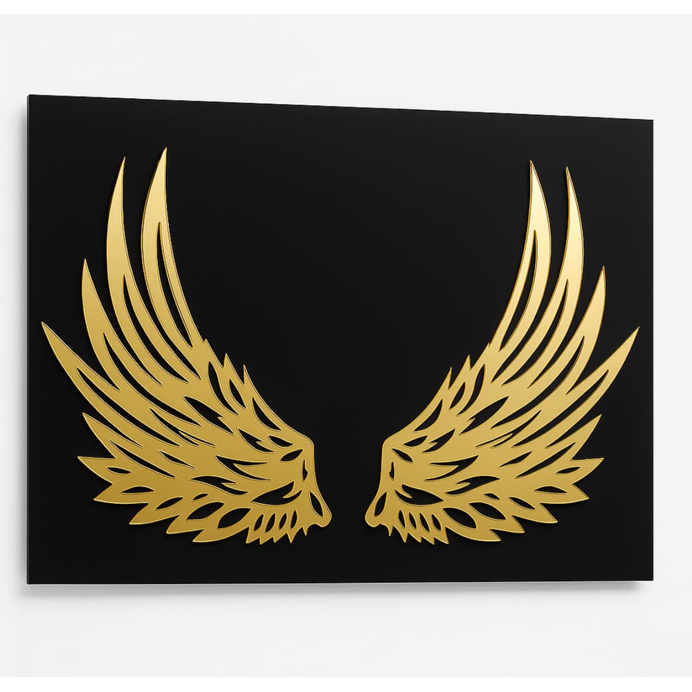 Quadro Decorativo Painel Mdf C/ Acrilico Asas Anjos Espelhado 40X30cm