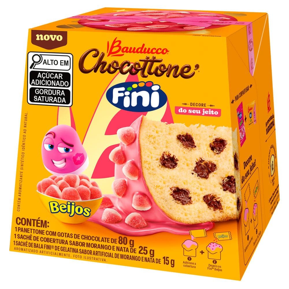 Chocottone Mini Bauducco Fini Beijos com Gotas de Chocolate 80g