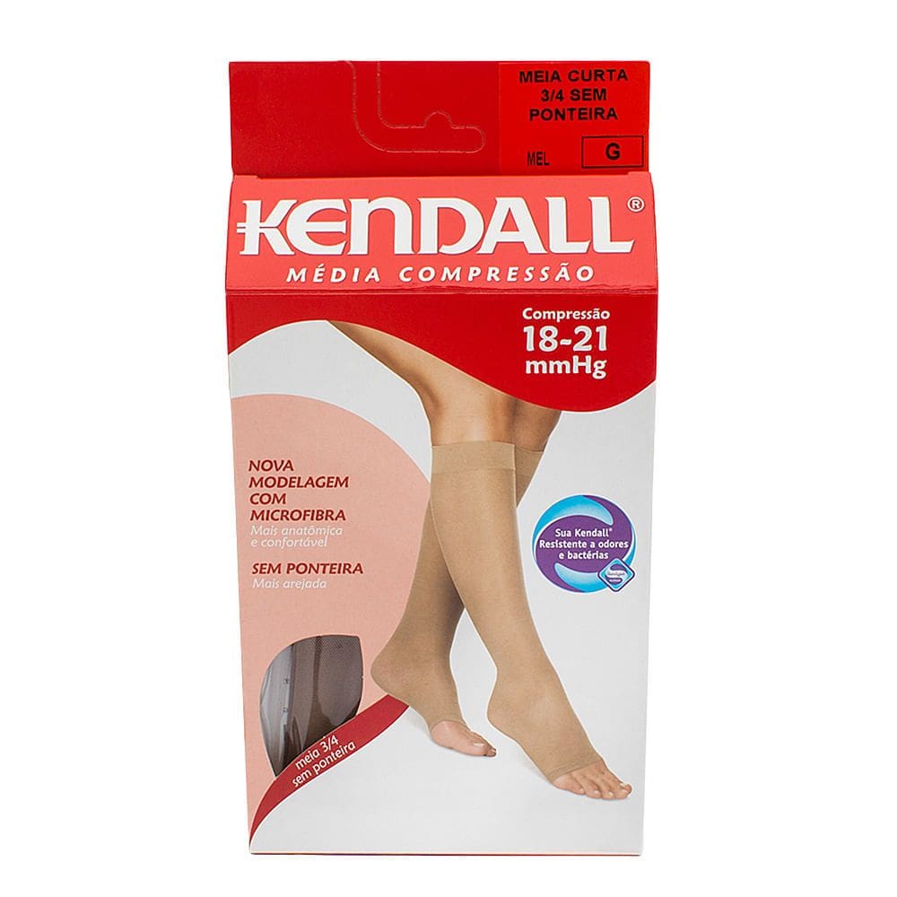 Meia Panturrilha (3/4) Kendall Feminina Média Compressão (18-21mmHg) Ponteira Aberta Tamanho G Cor