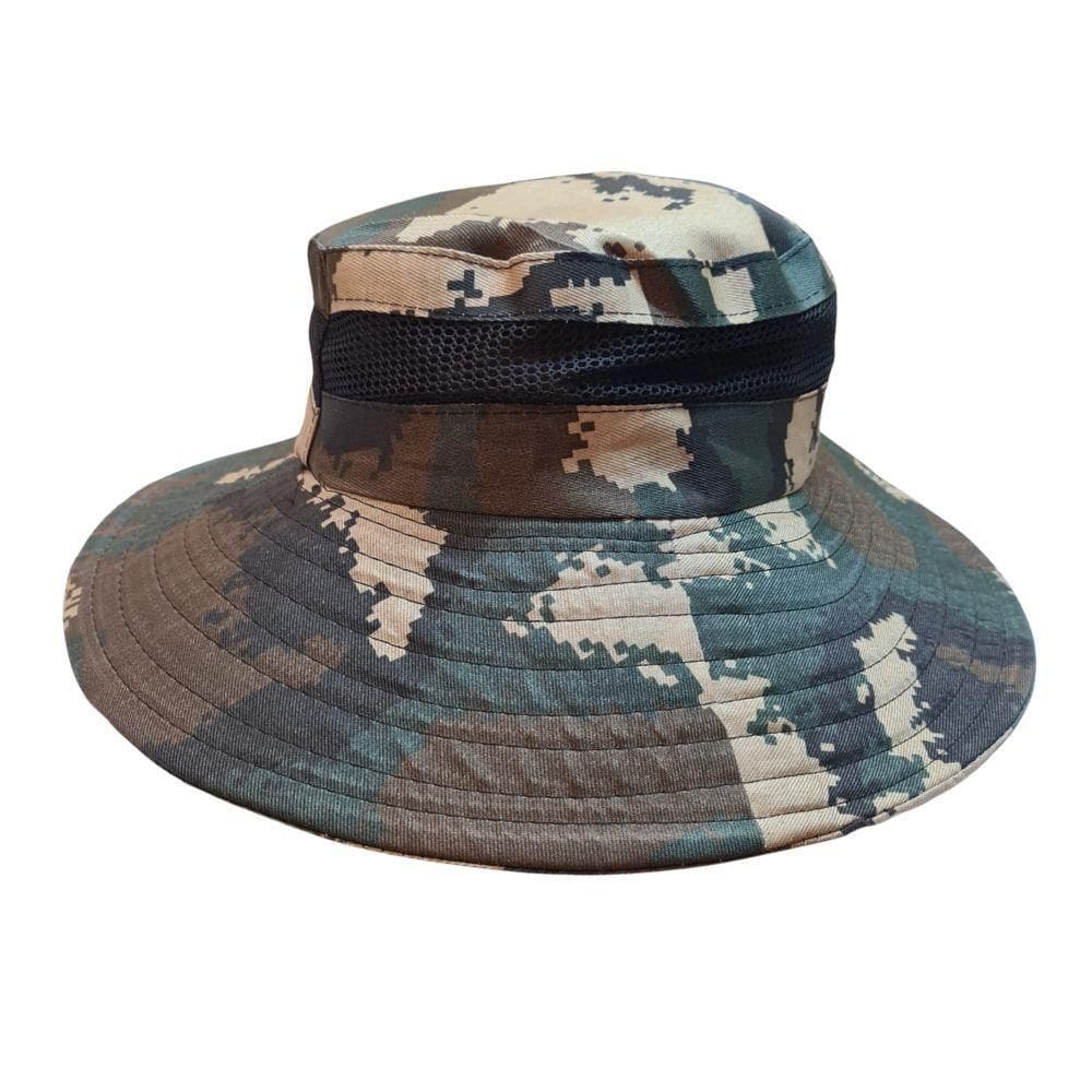 Chapéu Camuflado Australiano Canavieiro Respirável Protetor Solar Pesca Trilha Camping Marrom