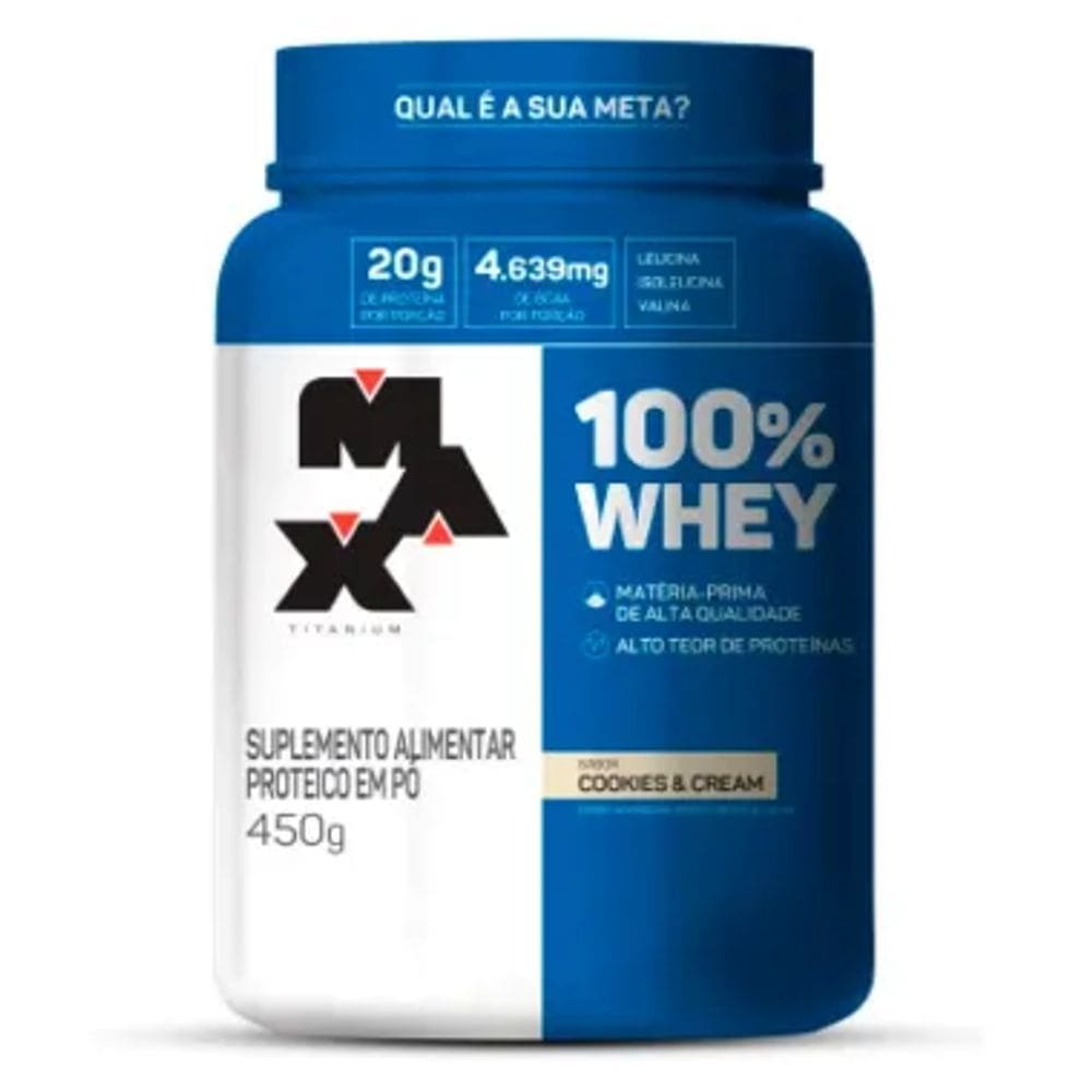 Whey 100% Max Titanium Sabor Cookies e Cream 450g