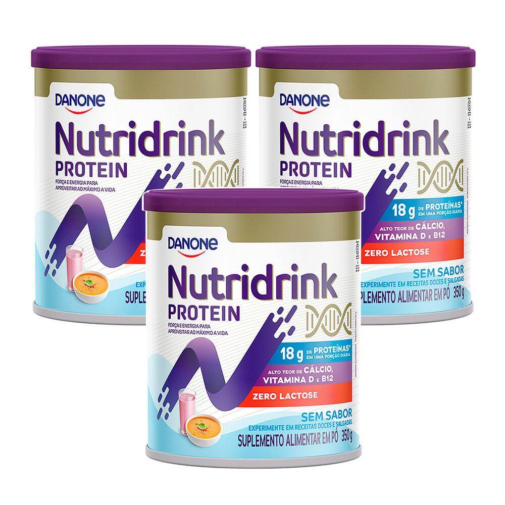 Kit 3 Nutridrink Protein Sem Sabor Zero Lactose 350g
