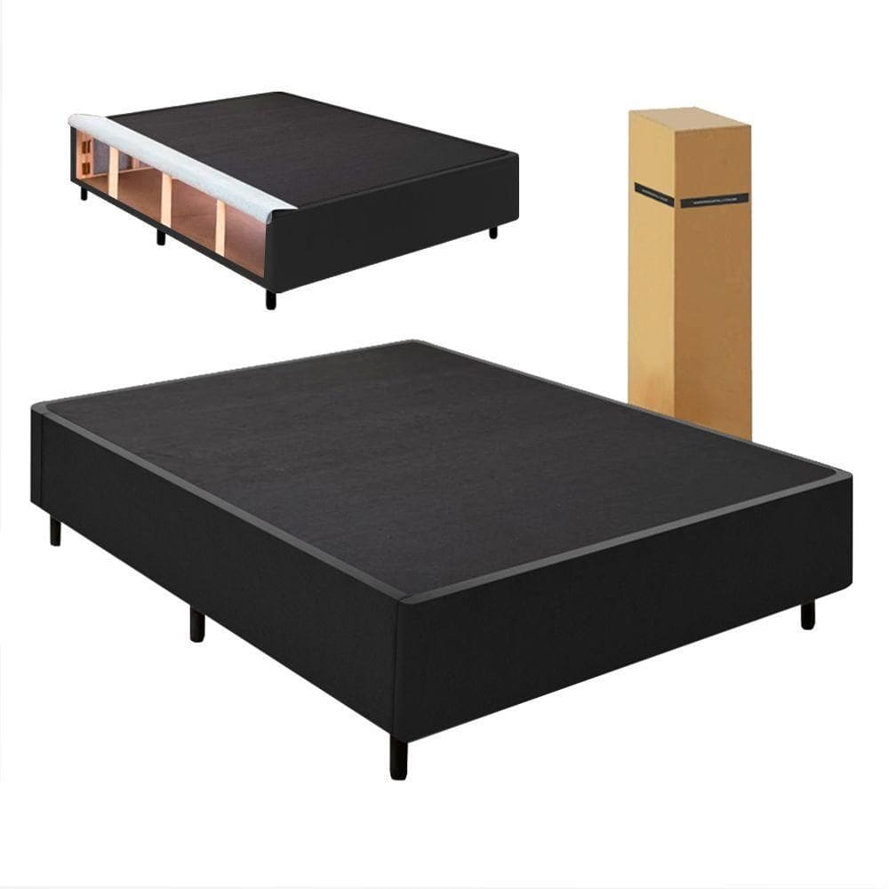 Cama Box Desmontável Com Baú Lateral King Para Colchão De 1,93m Sider Preto