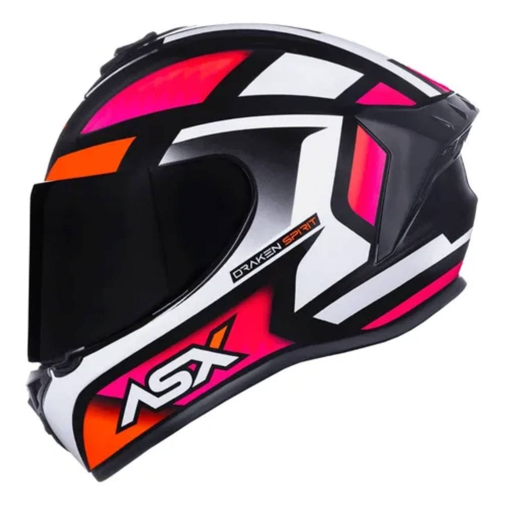 Capacete ASX Draken Spirit Preto Rosa e Branco
