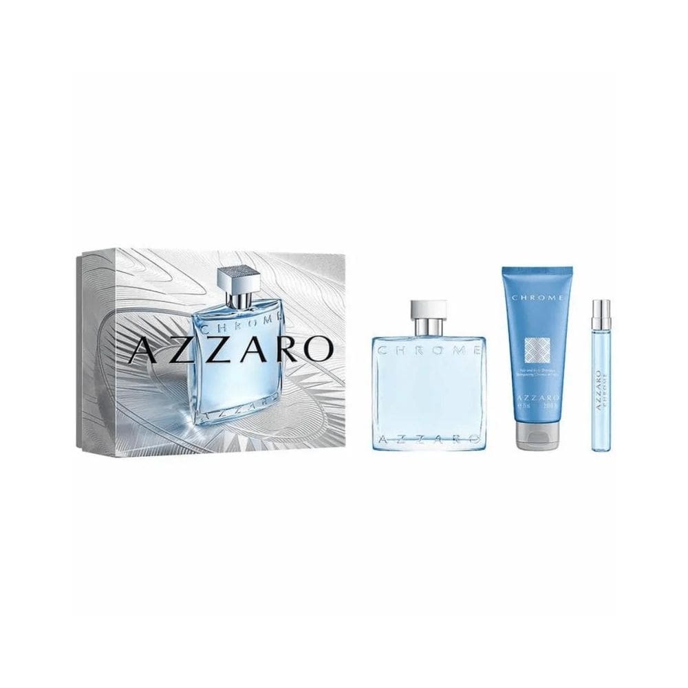 Kit Azzaro Chrome Eau De Toilette + Shower Gel + Travel Size