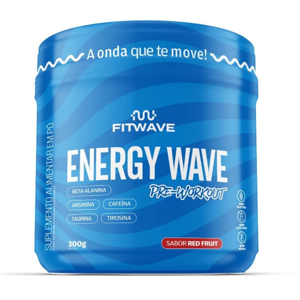 Pré-Treino Energy Wave Pré Workout (300g) FitWave - Suplemento de Energia e Performance - Sabor Red Fruit