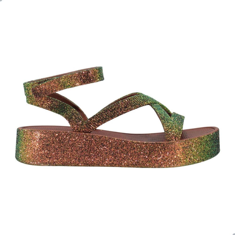 Sandália Melissa Sun Barra Platform II Adulto Marrom/Glitter