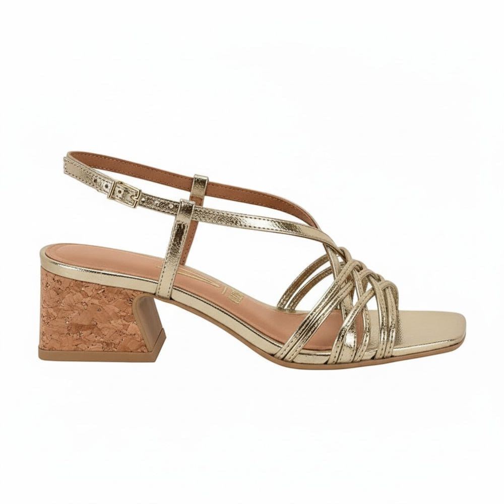 Sandalia Feminina Vizzano Salto Bloco Metalizada  6558.204