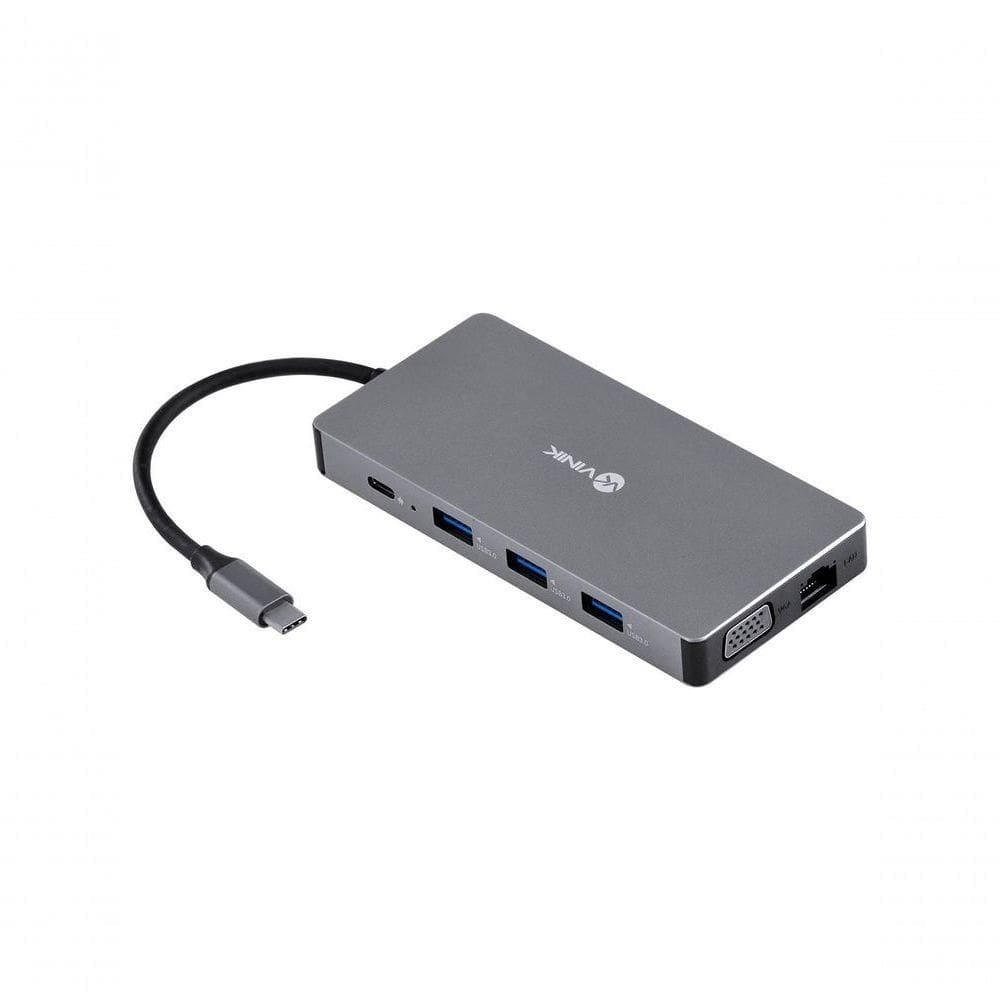 Hub Usb Tipo C Type C 10 Em 1 - 3 Usb 3.0 + Cartão Sd Tf + Hdmi + Vga + áudio P2 + Rj45 + Power Delivery (pd) 60w Hc-10