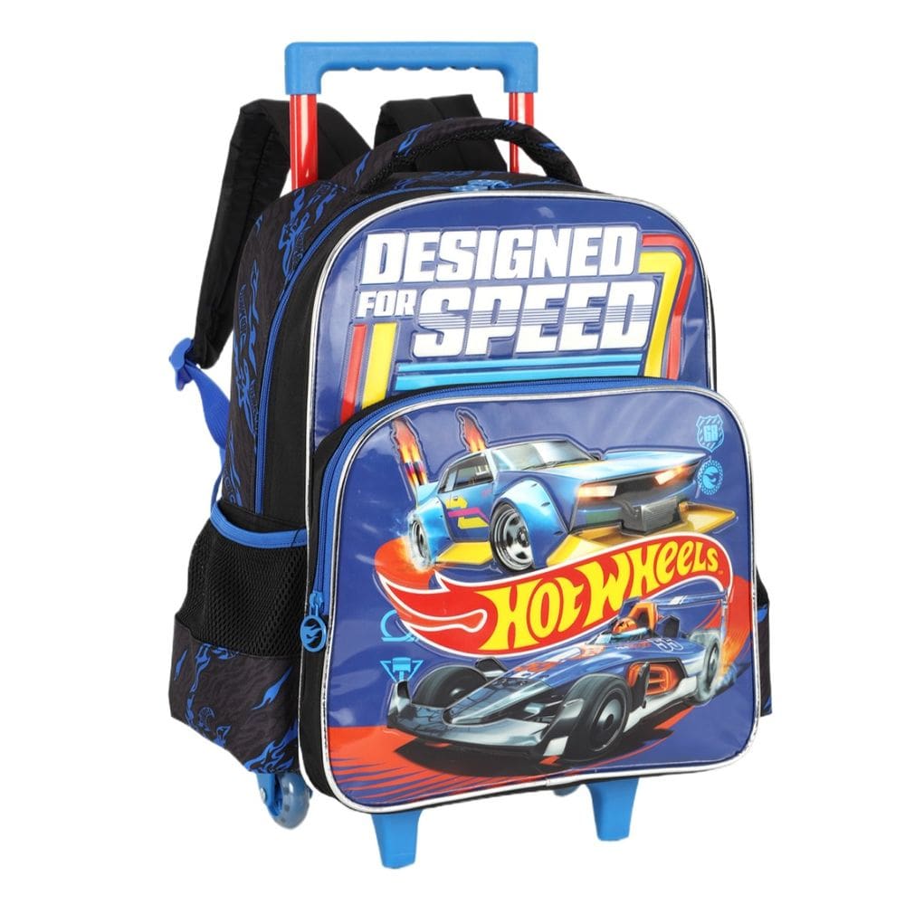 Mochila Hot Wheels Rodinha Escolar Infantil Menino Azul