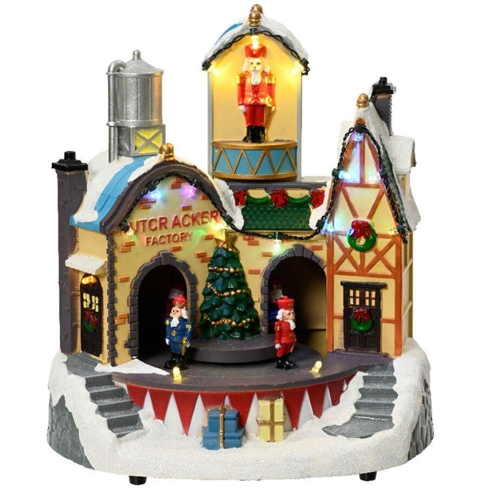 Vila Natalina Cenario Arvore Natal Quebra Nozes Fabrica Som Led Movimento Decoraçao Loja Casa Festa Evento Recepçao