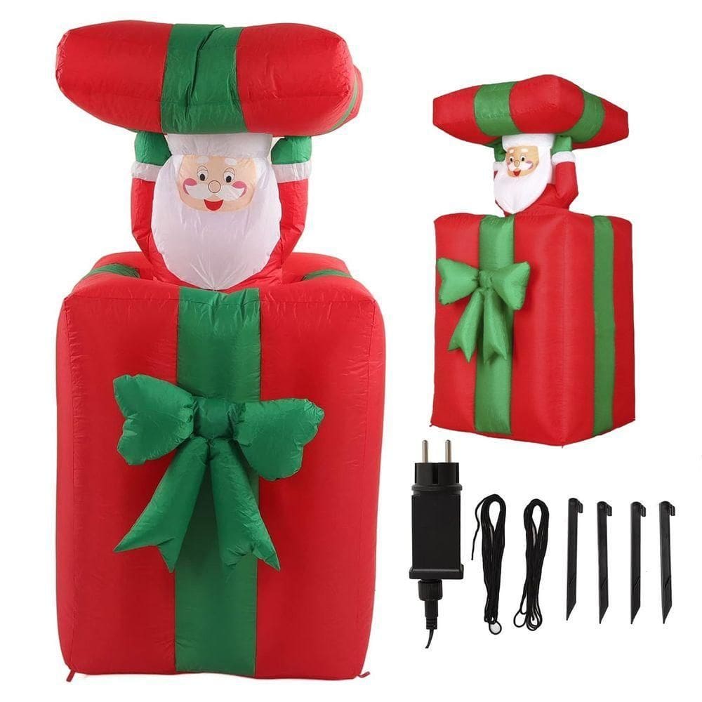 Caixa De Presente Natal Papai Noel Inflavel Enfeite Natalino Abre E Fecha Led Iluminaçao Decoraçao Festa Fim De Ano