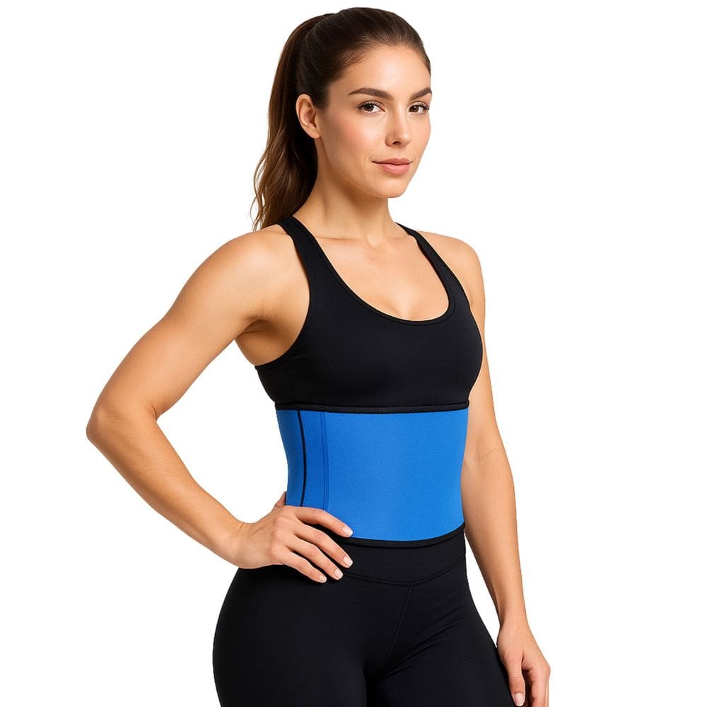 Faixa Abdominal Lombar Unissex Yin`s Azul Ajustável 100x20cm