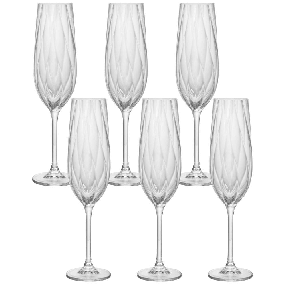 Conjunto de 6 Taças Crex Optic de Champanhe de Cristal Ecológico 270ml - Bohemia