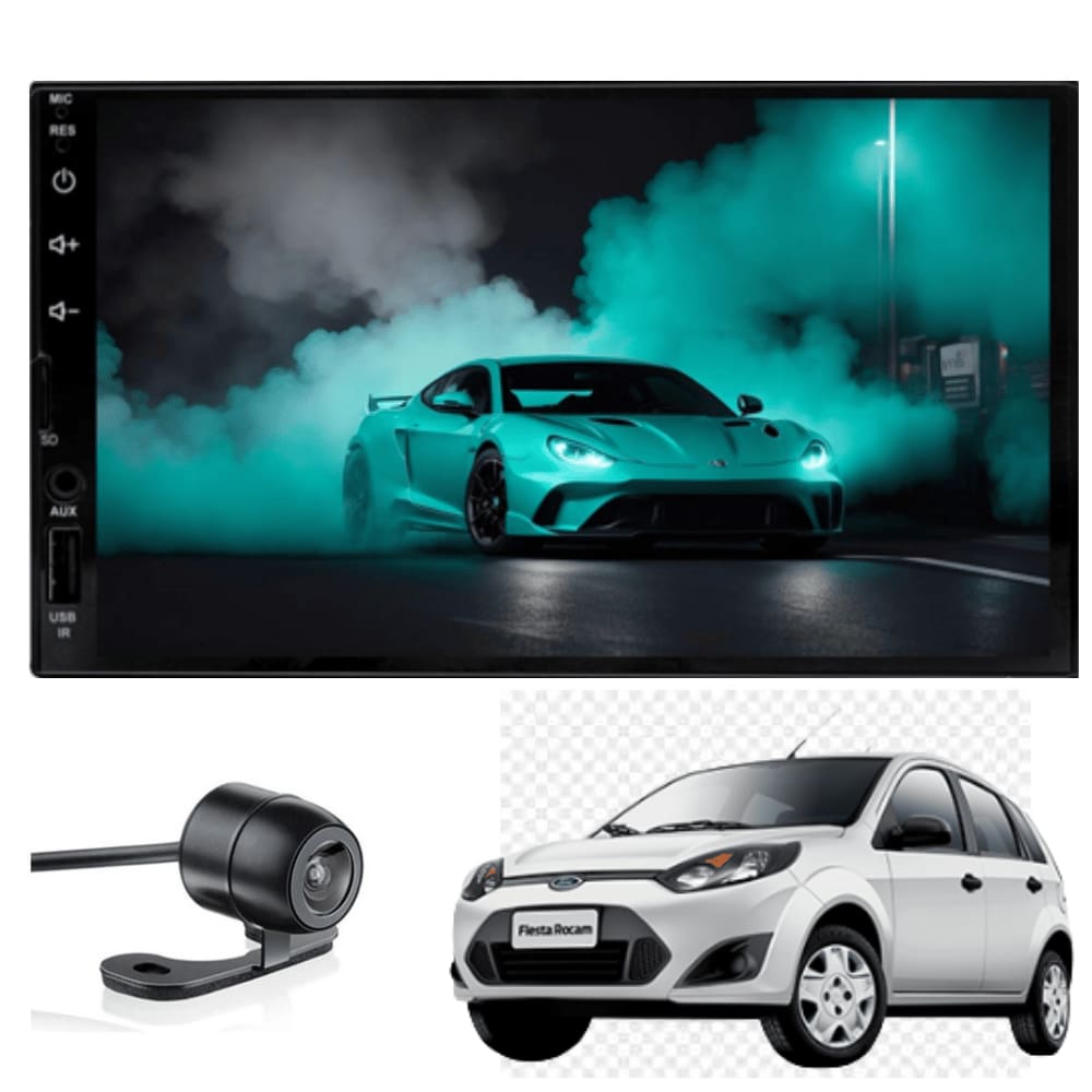 Multimídia MP5 Fiesta 2004 2005 2006 20007 2008 2009 2010 2011 2012 2013 Tela 7P Carplay e Android Auto Câmera ré ADAK