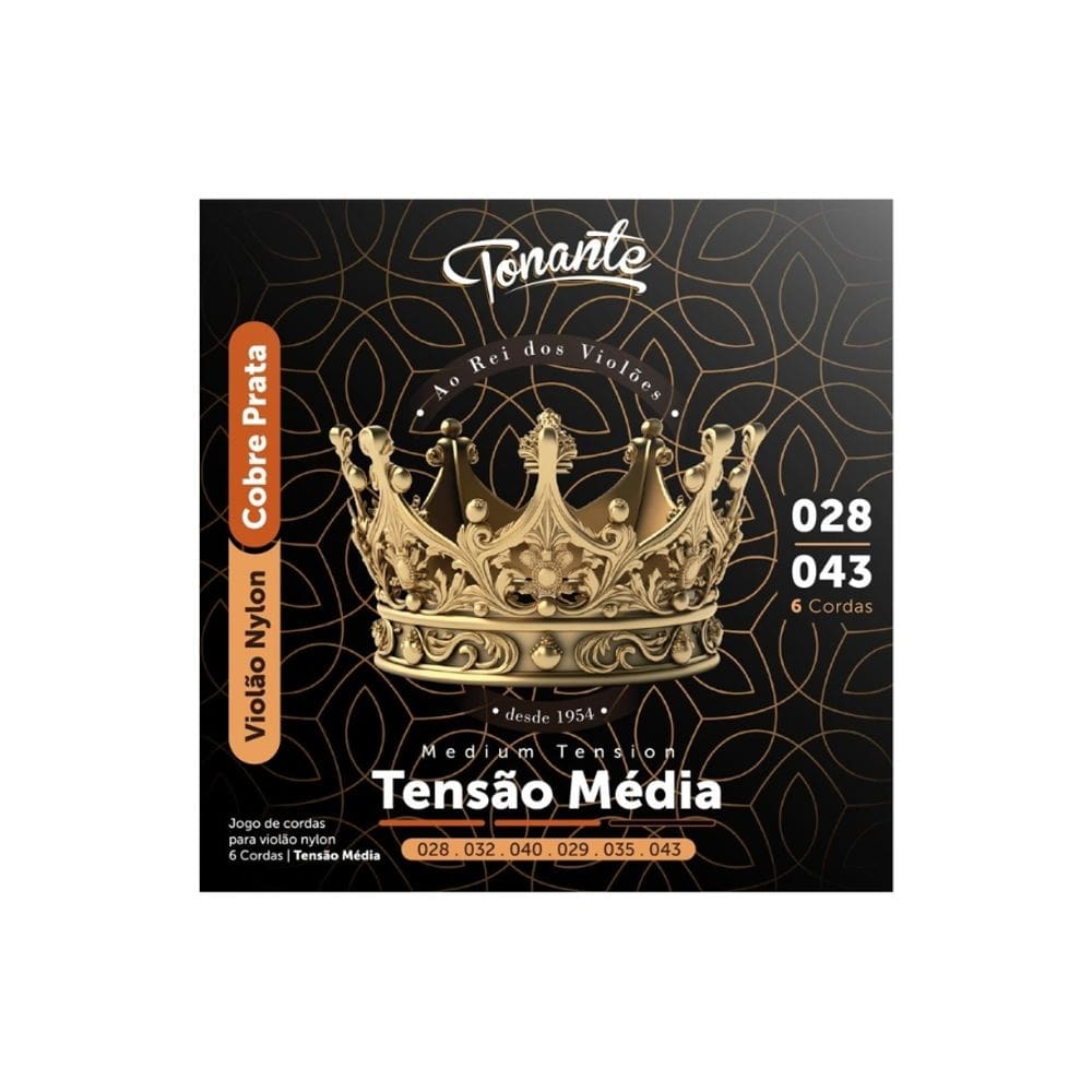 Encordoamento Nylon Cobre Prata Tensão Media P/Violão 0.028 -0.043