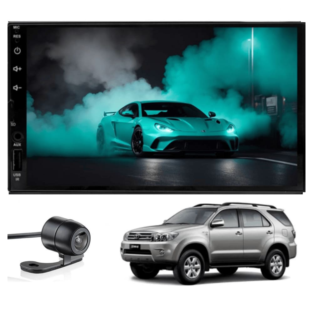 Central Multimídia MP5 Hilux SW4 2006 2007 2008 2009 2010 Tela de 7P Carplay e Android Auto sem fio + Câmera de ré ADAK