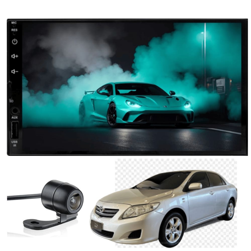 Multimídia MP5 Corolla 2009 2010 2011 2012 2013 2014 Tela de 7P Carplay e Android Auto sem fio + Câmera de ré - ADAK