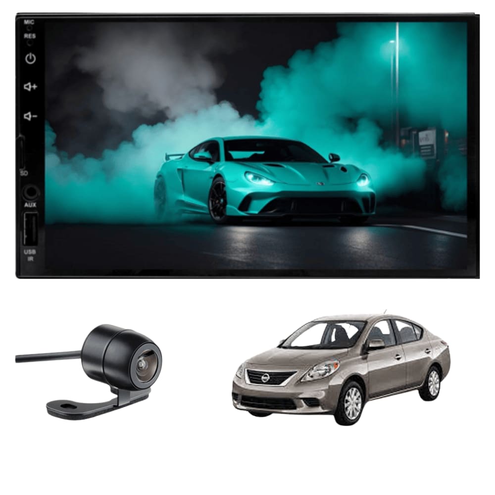 Multimídia MP5 Versa 2013 2014 2015 2016 2017 2018 2019 Tela 7P Carplay e Android Auto sem fio + Câmera de ré - ADAK