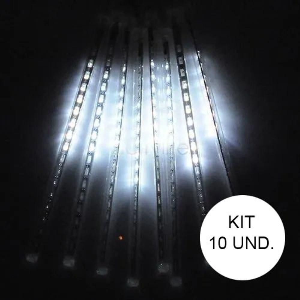 Kit 10 Unidades Cascata Tubo Pisca Pisca Chuva De Gelo Meteoro 96 Leds Branco Natal (ntn2128x127v)