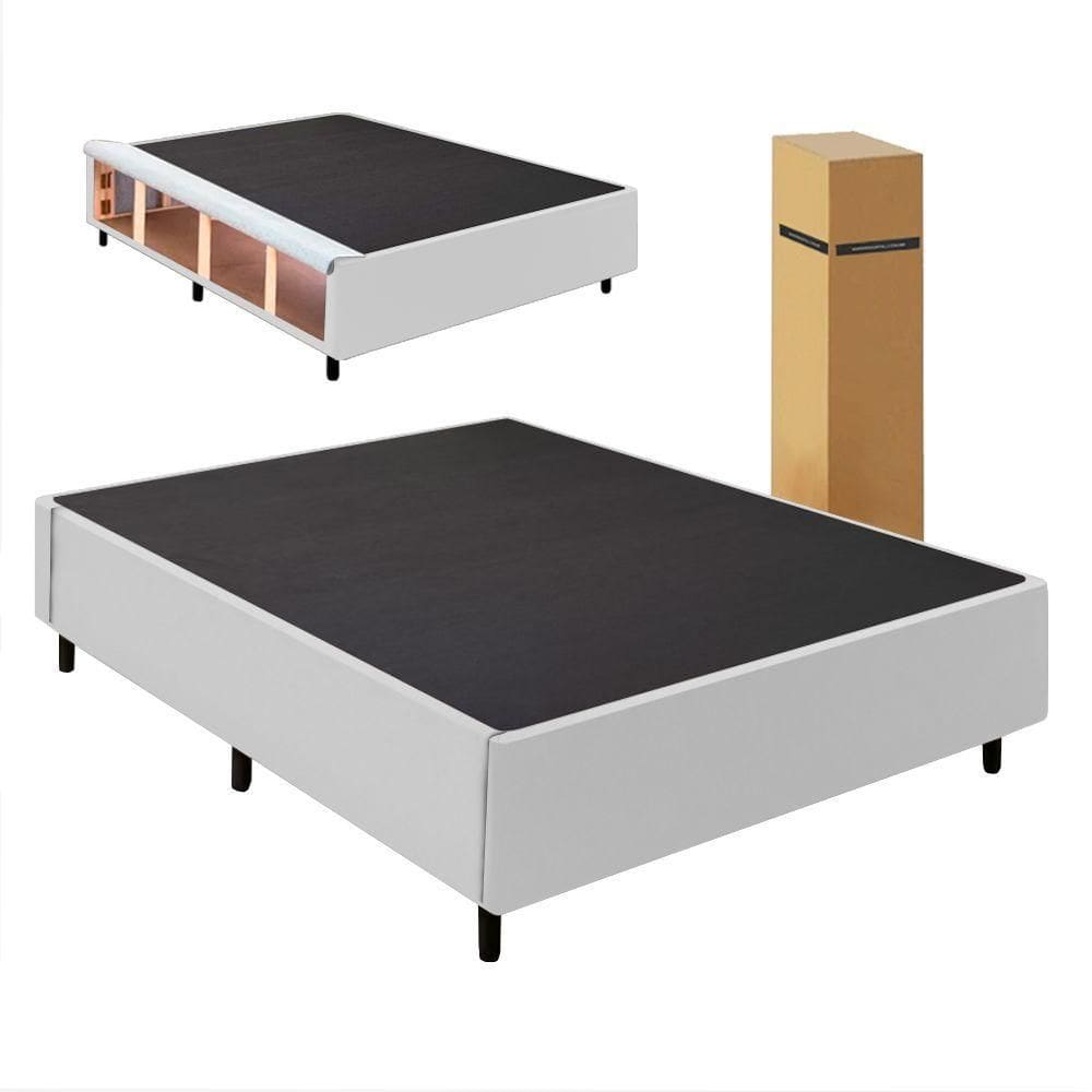 Cama Box Desmontável Com Baú Lateral Queen Para Colchão De 1,58m Sider Branco