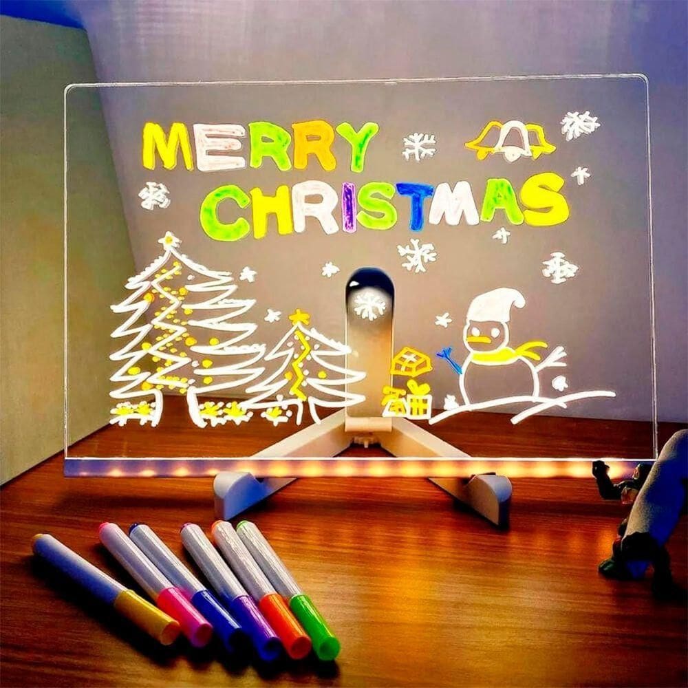 Quadro Placa Luminária Led Com Marcador Para Desenhar Natal