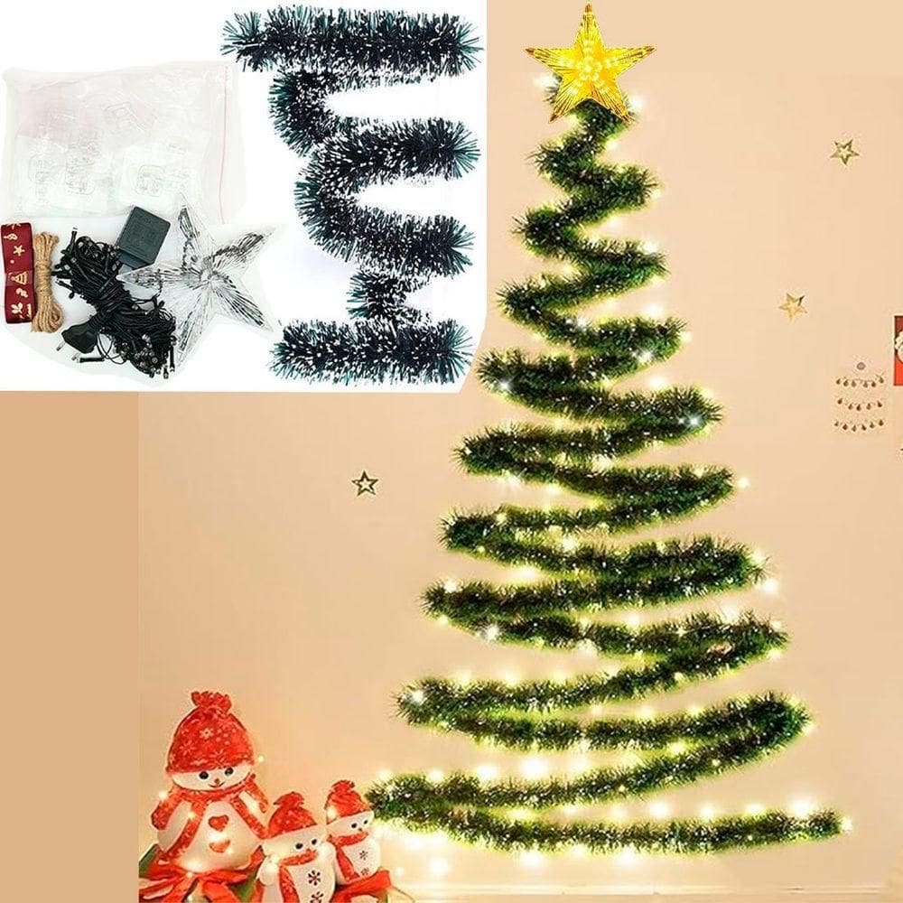 Árvore Natal De Parede 100 Lâmpadas Leds Enfeite De 9m 220v