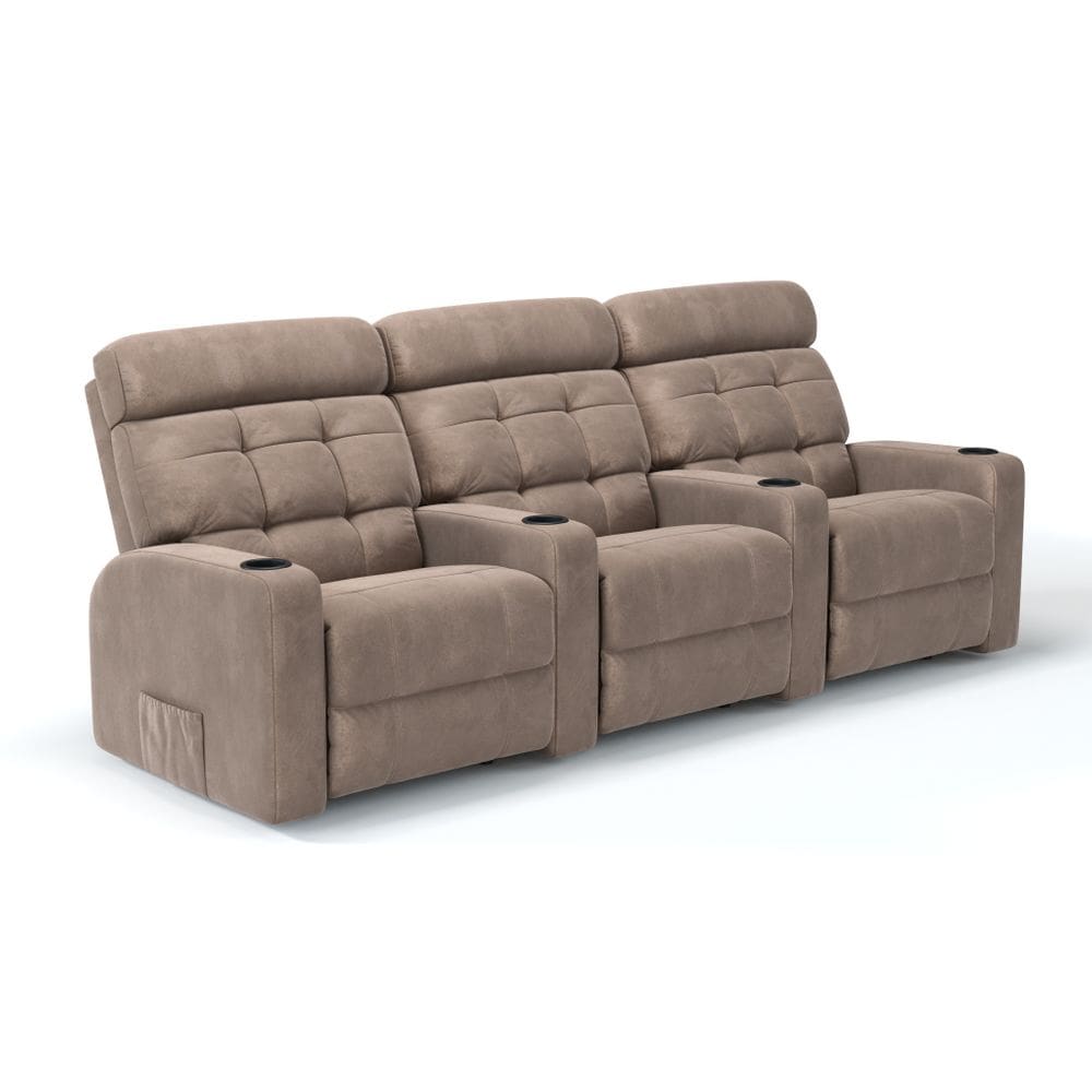 Sofá 3 Lugares Reclinável Elétrico Massagem Em Tecido Suede Linha Cinema