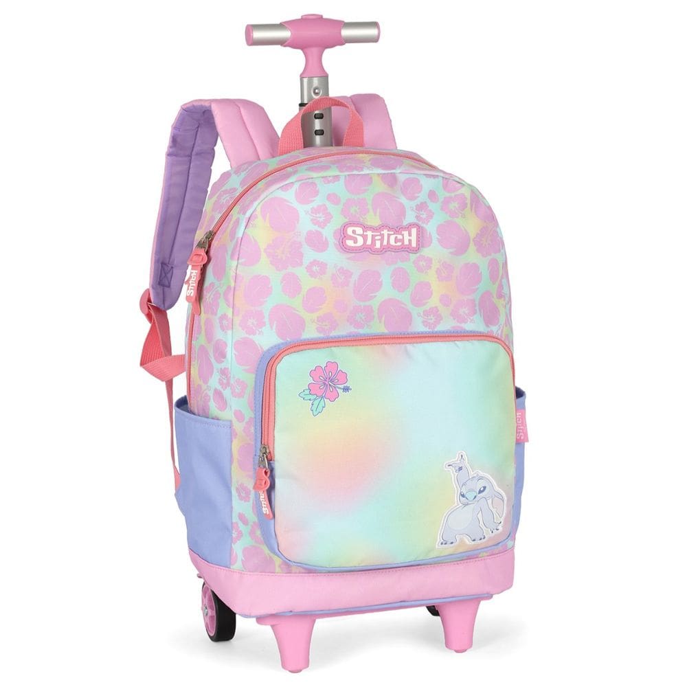Mochila Grande Rodinha Lilo Stitch Reforçada Juvenil Rosa