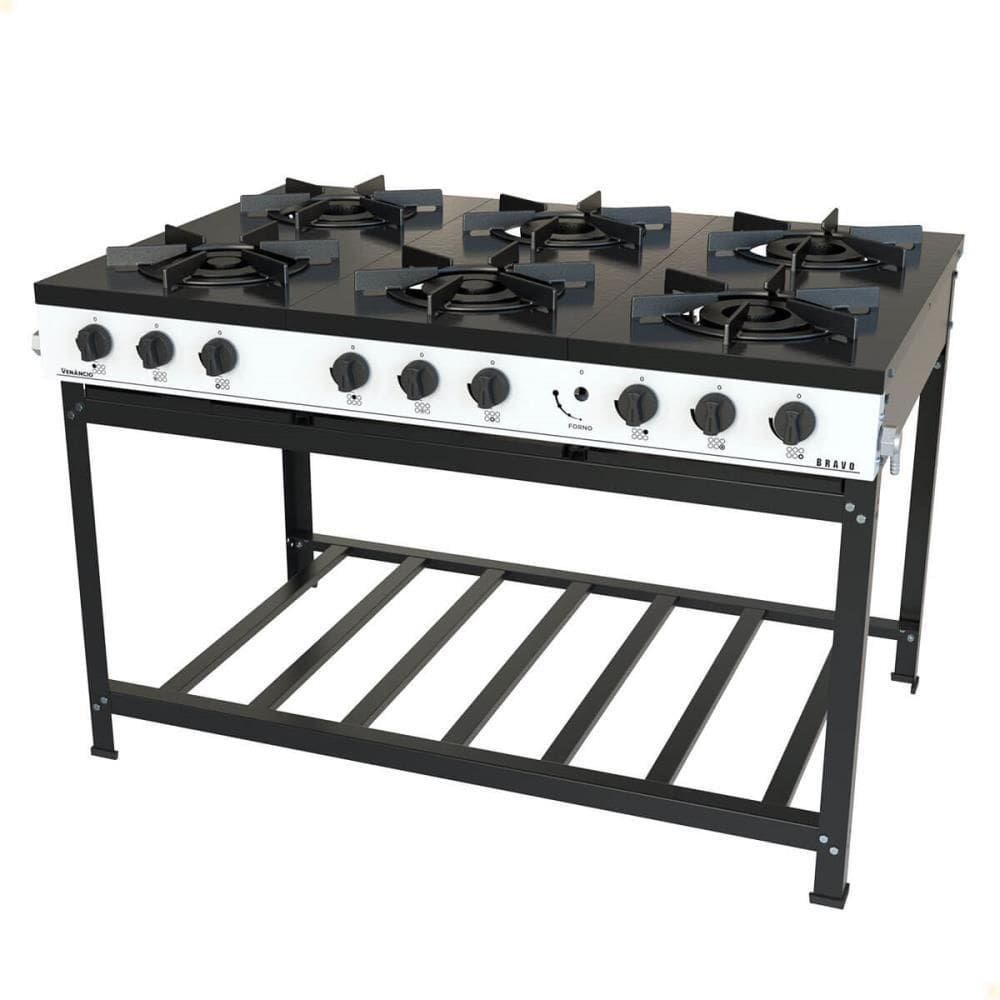 Fogão Industrial Venâncio a Gás GLP Bravo 6 Bocas Branco BR6BBR