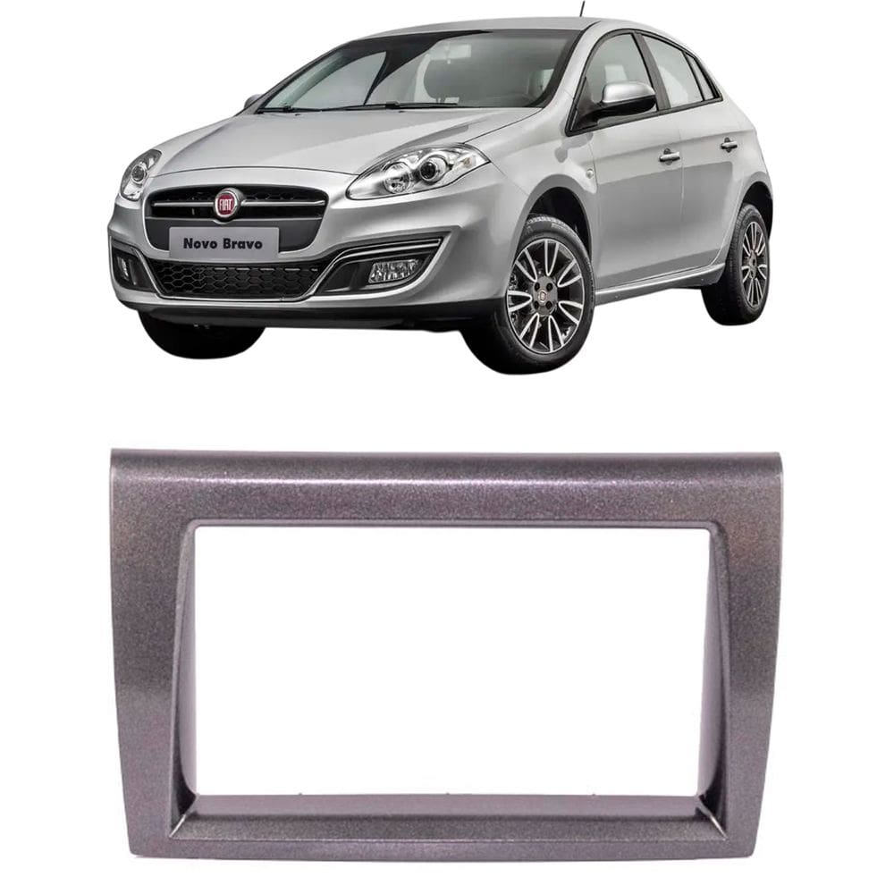 Moldura 2 Din Bravo 2012 à 2016 Grafite Brilhante Painel Central Multimidia Som Expex Novum Epx 041