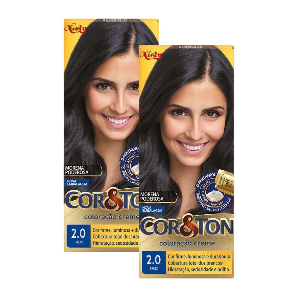 Kit 2 Coloração Niely Cor&Ton Preto 2.0