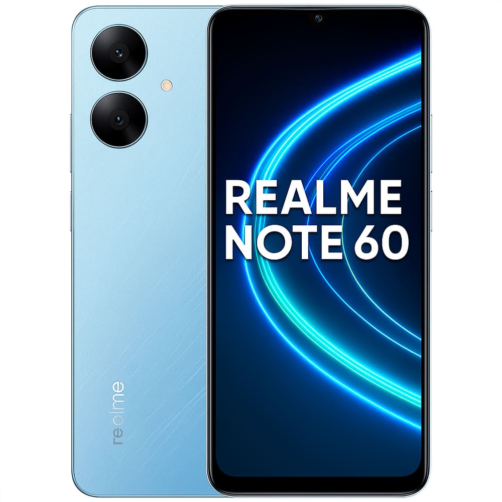 Smartphone Celular Realme Note 60, 128GB, 4GB RAM, Android 14, Tela 6,74 90Hz, Câmera 32MP, Bateria 5000mAh, Dual SIM, Azul