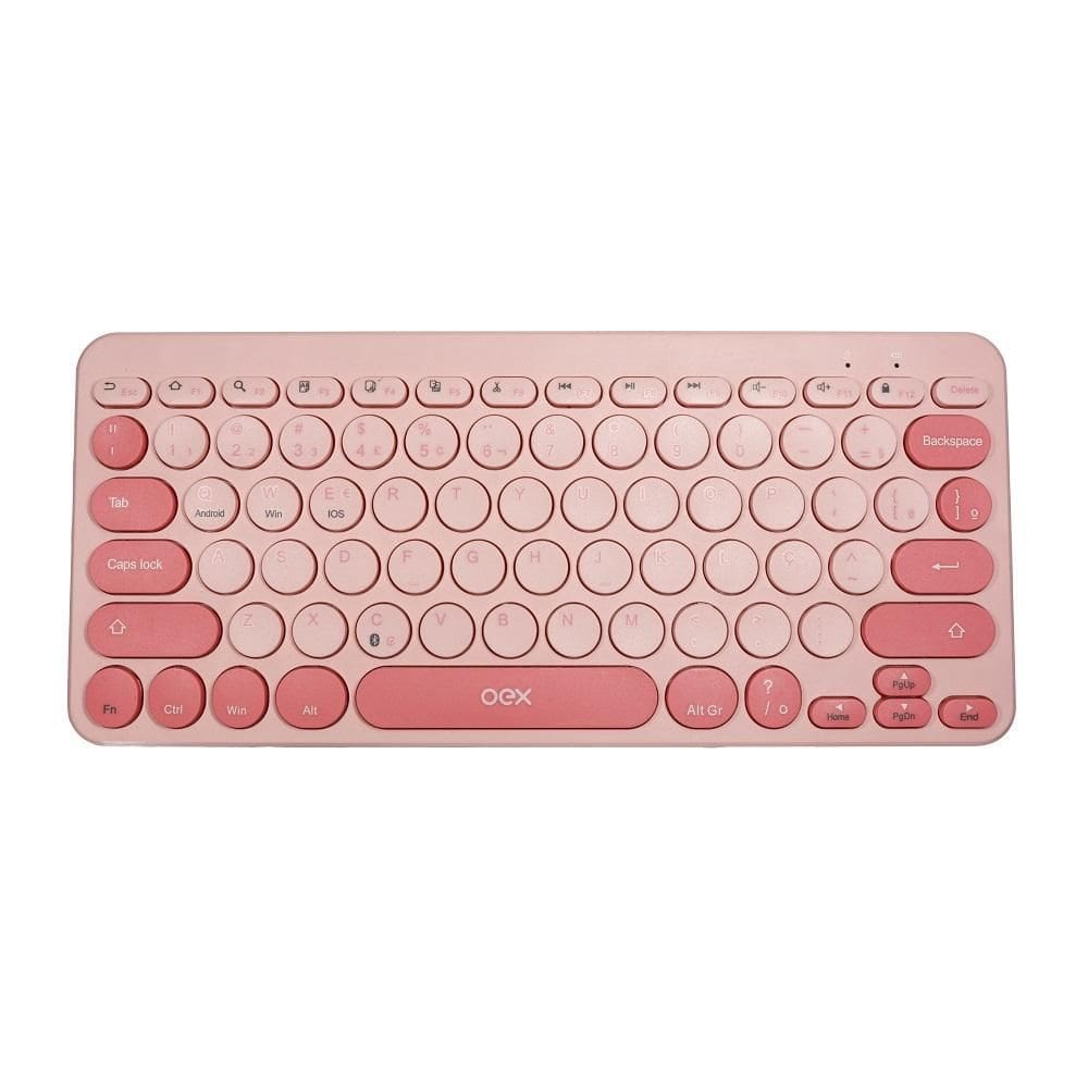 Teclado Bluetooth Retrô Rosa, ABNT2, TC510 , OEX