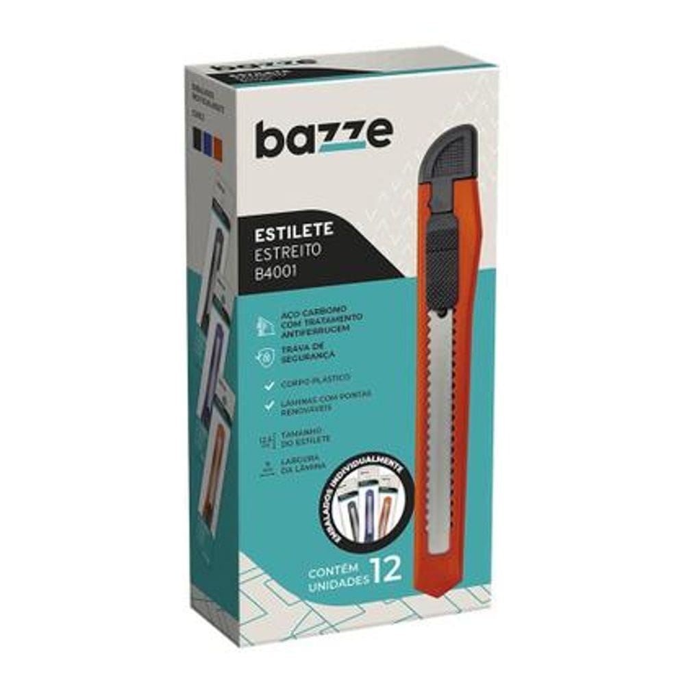 Caixa de Estilete Lamina estreito com 12 Unidades Bazze