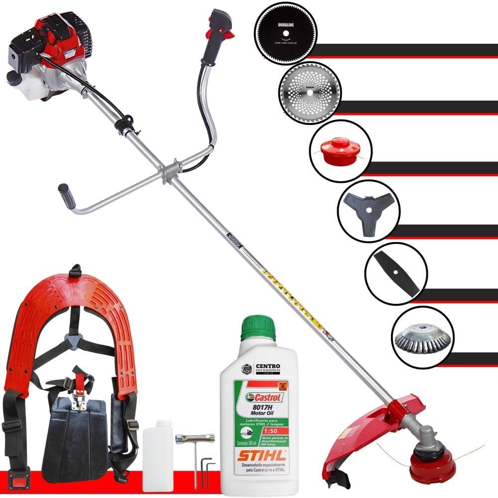 Roçadeira Multifuncional Com Sistema Anti-Vibração Toyama RT43L À Gasolina 43cc 1,7HP de Potência 10.000rpm Completa 6 Em 1 + ÓLEO STIHL 8017 2 Tempos