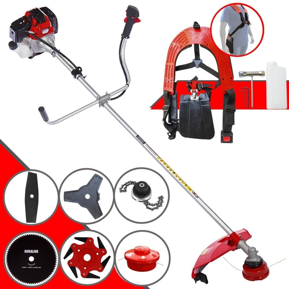Roçadeira Multifuncional Toyama RT43L À Gasolina 2T 43cc 10.000rpm 1,7HP 6 Opções de Corte Com Facas 2 Pontas, 3 Pontas, 6 Pontas, 80 Dentes e Trimmer