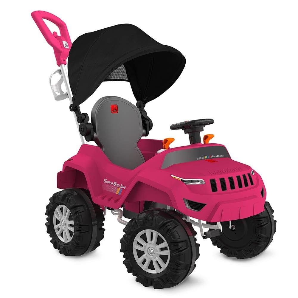 Carrinho de Passeio Super Banjipe Reclinável com Capota Passeio e Pedal Pink Bandeirante