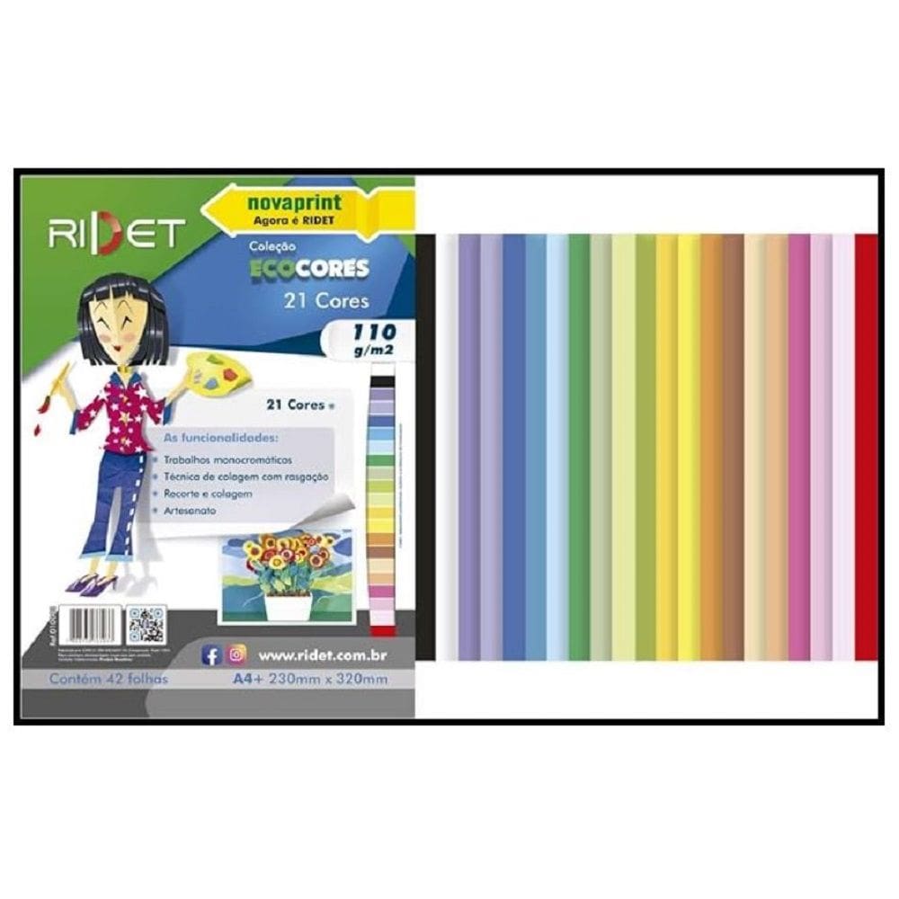 Bloco Criativo A4 21 Cores 110g 42 Folhas RIDET Novaprint
